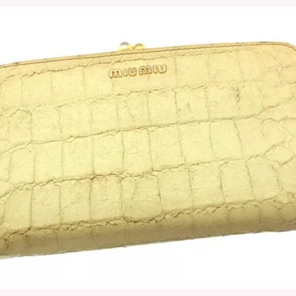 miumiu Wallet Purse Long Wallet White Gold Woman Authentic Used - Picture 2 of 7